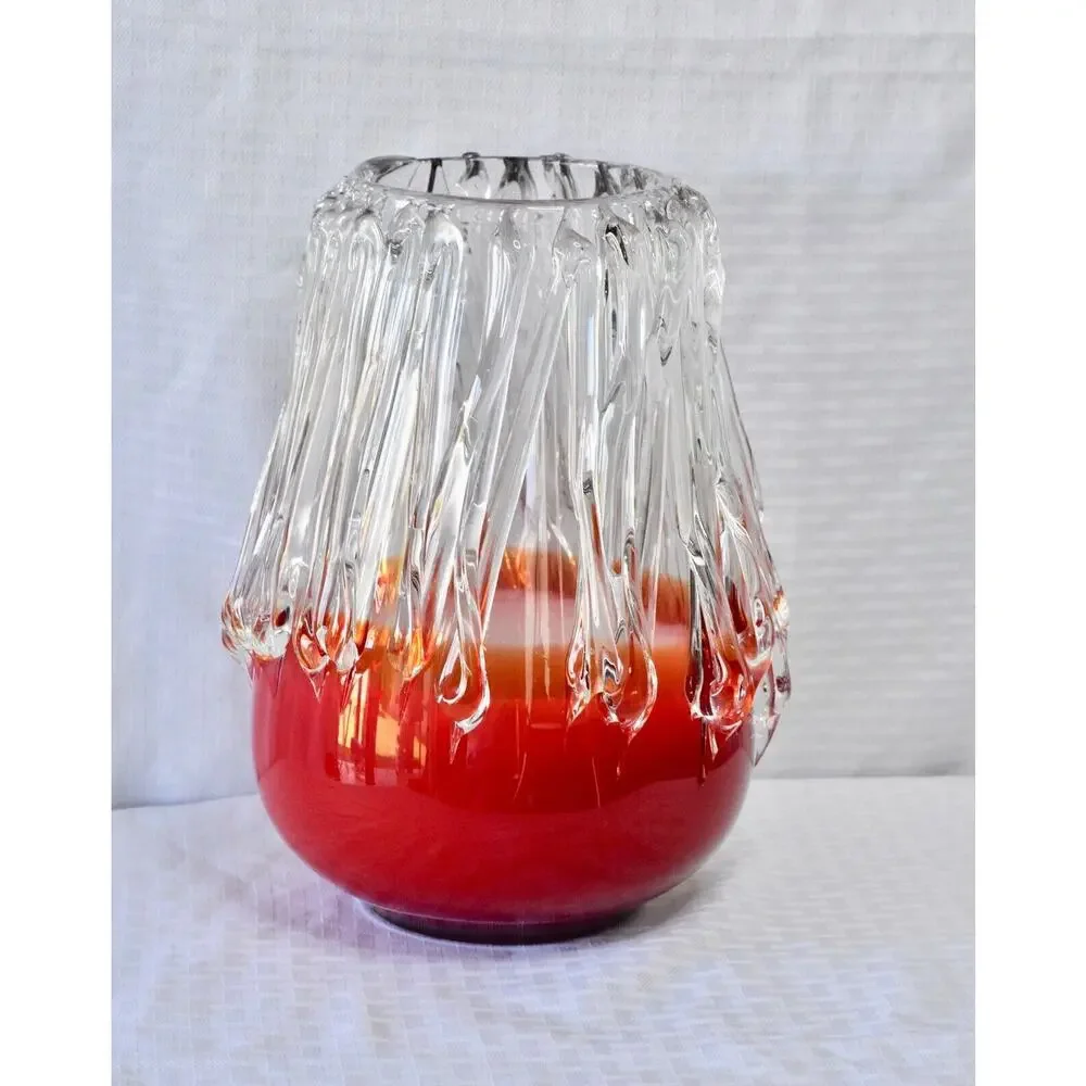 Italian Murano Enrico Cammozza Sculpture Studio Hand Blown Glass Vase
